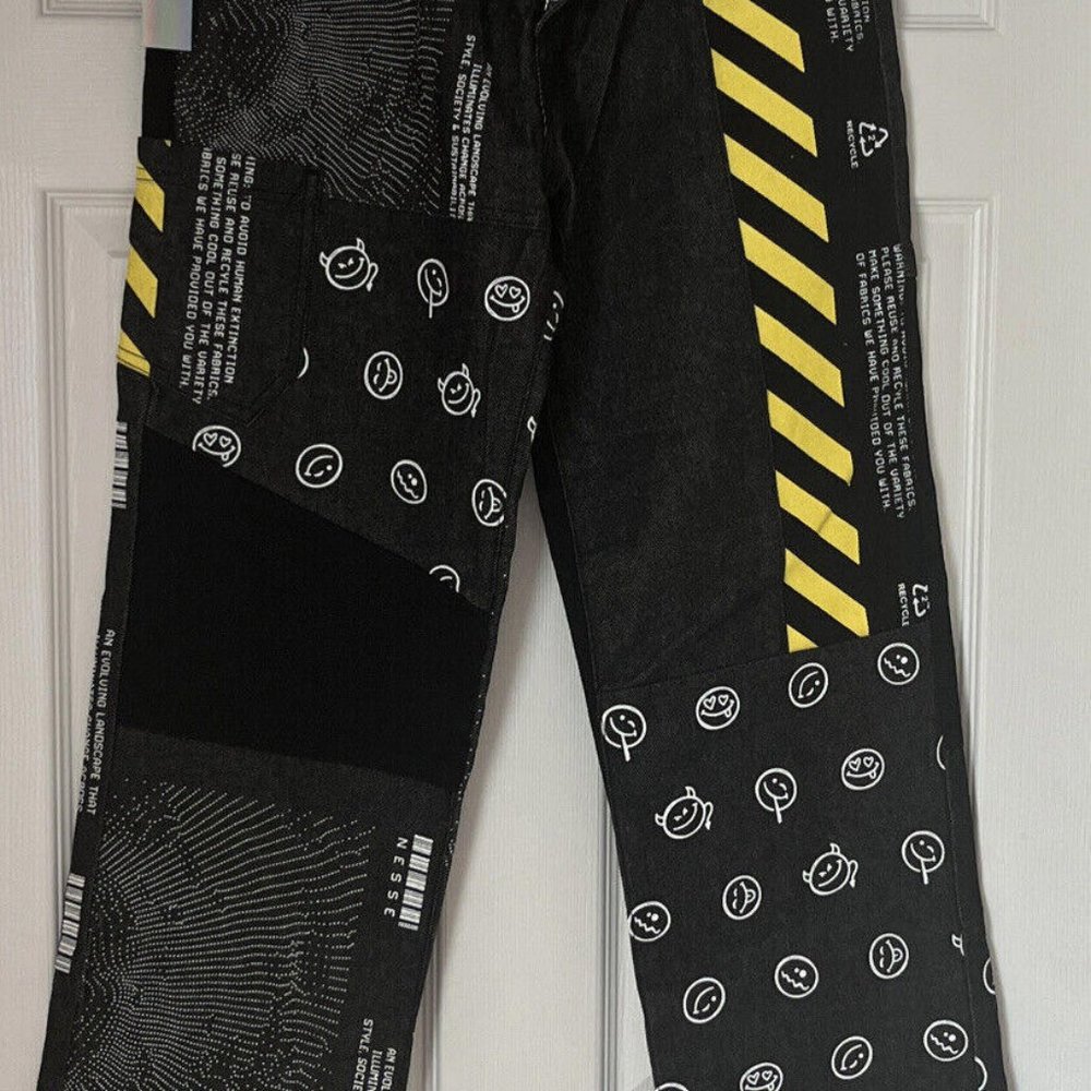 Finesse Jacko Printed Patchwork Jeans SMALL New With Tags